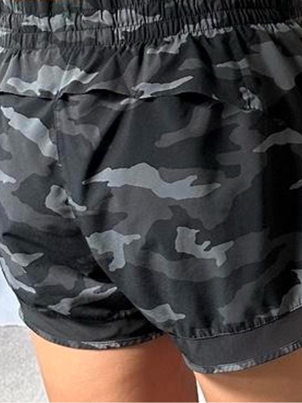 Athleta Black and Gray Camo Athletic Shorts